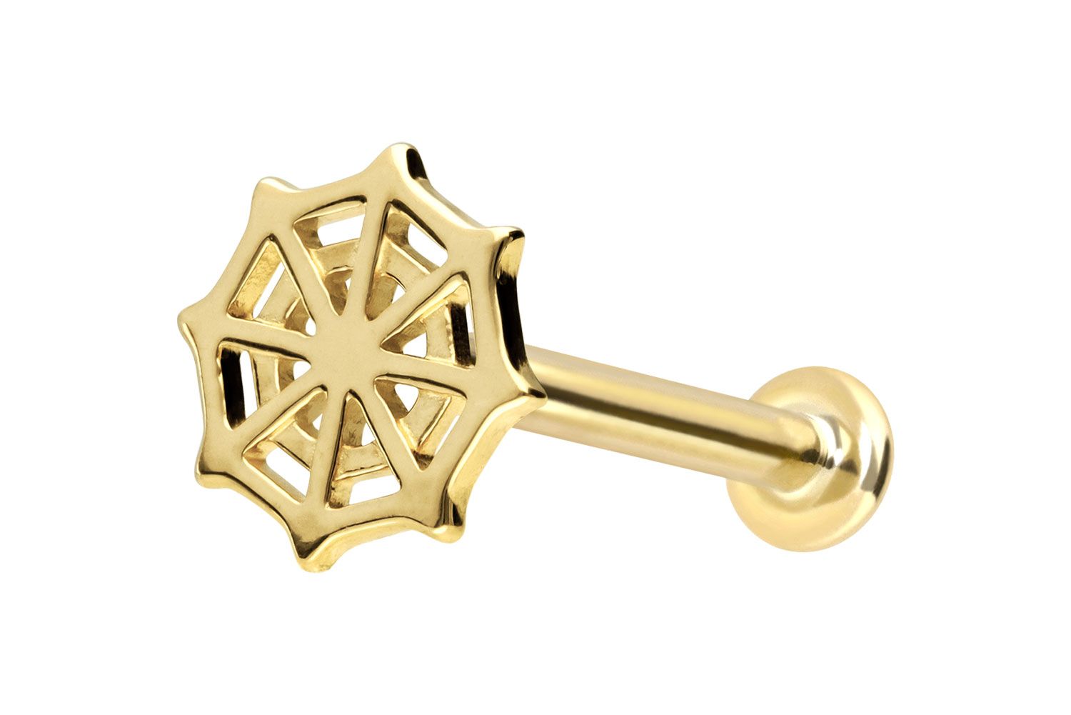 14 Karat Gold Labret mit Innengewinde SPINNENNETZ