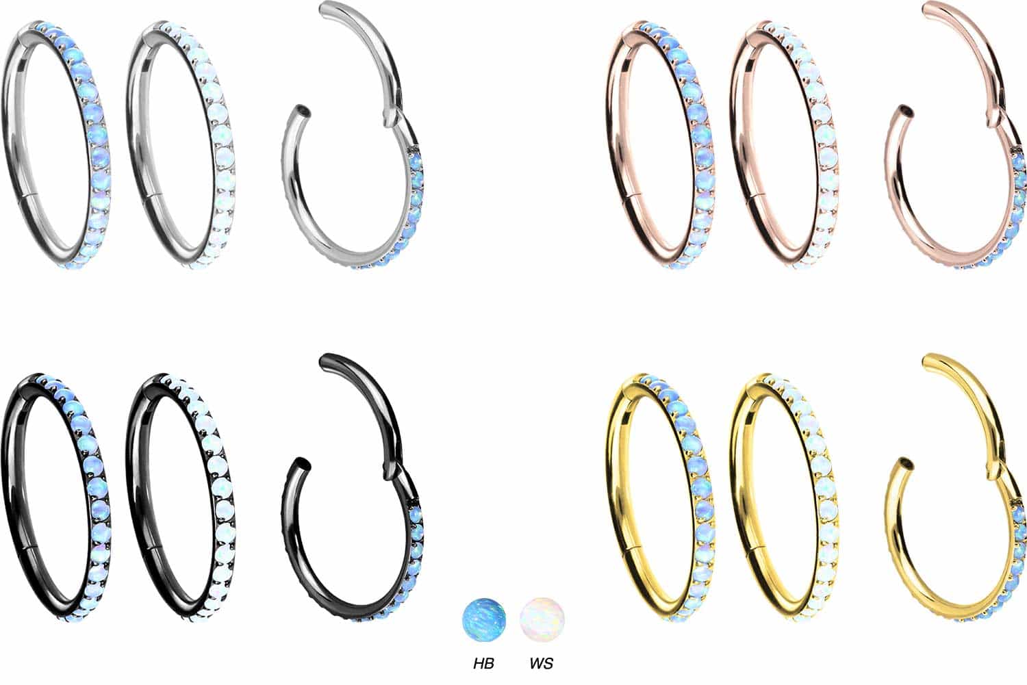 Titanium segment ring clicker SYNTHETIC OPALS