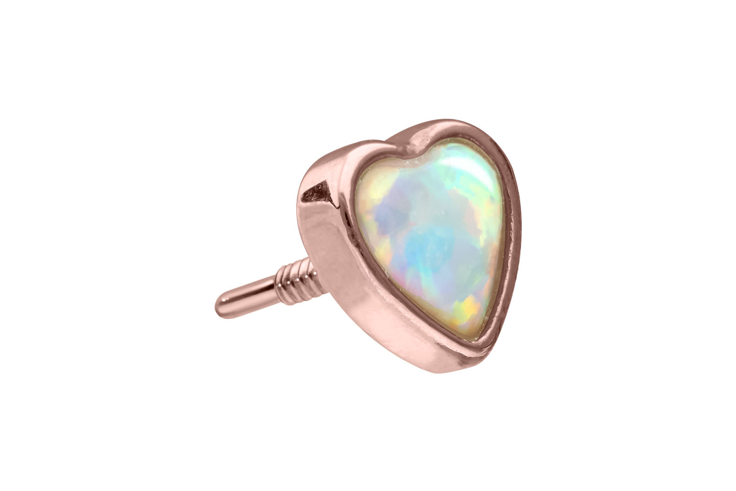 14 carat gold screw-in attachment with external thread SYNTHETIC OPAL HEART