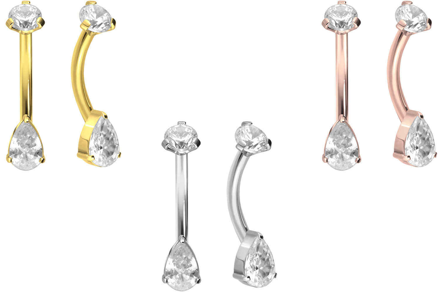 Titanium bananabell with internal thread CRYSTAL + CRYSTAL DROP