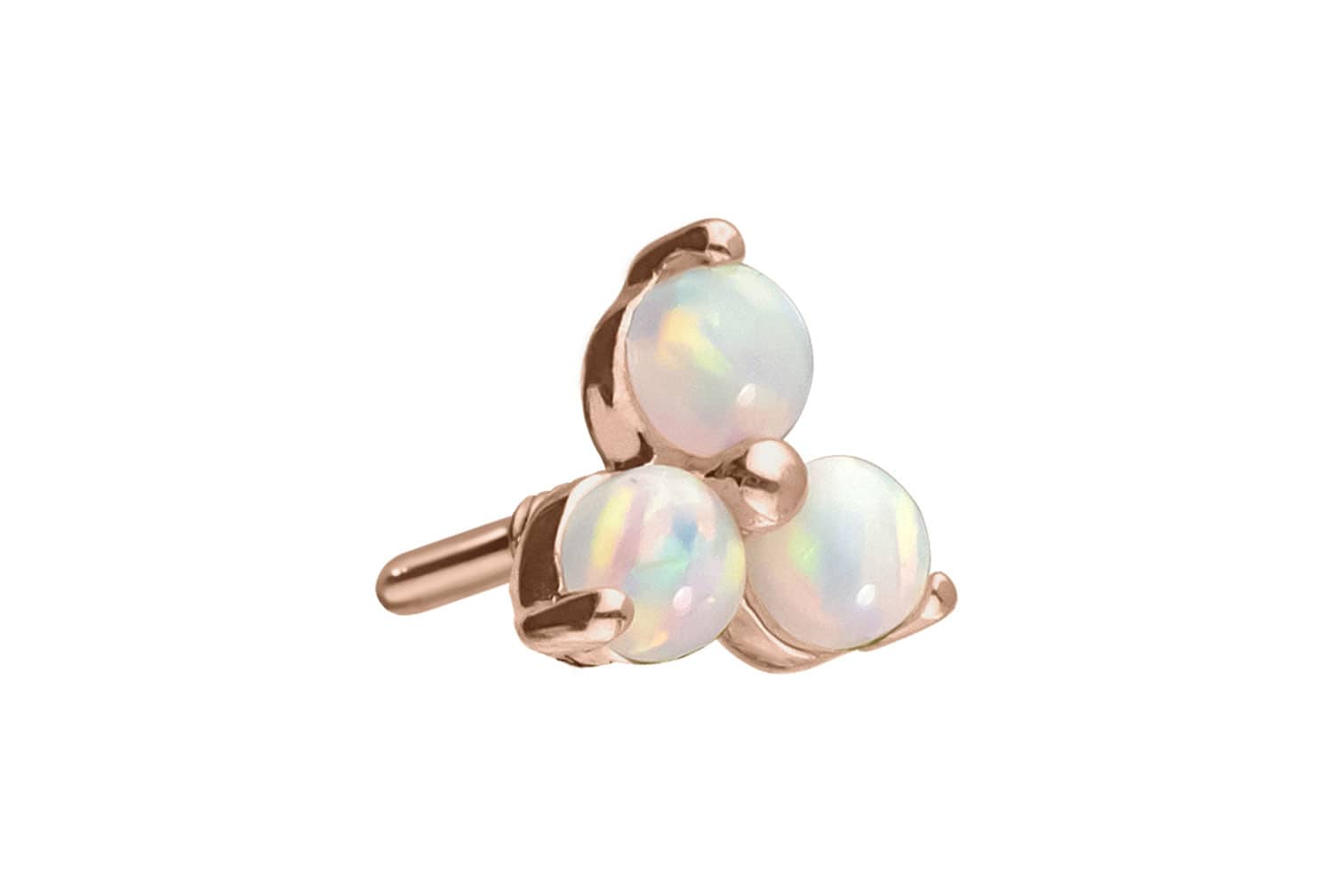14 carat gold screw-in attachment with external thread FLOWER + 3 SYNTHETIC OPALS