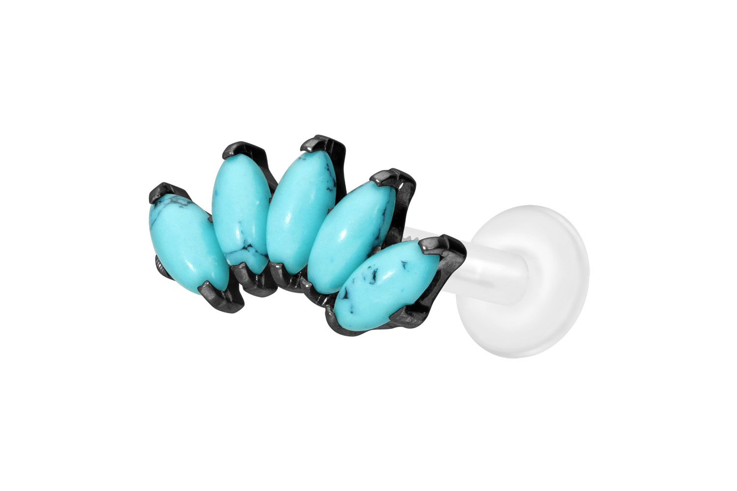 PTFE labret with internal thread + titanium attachment ARCH + SYNTHETIC TURQUOISES