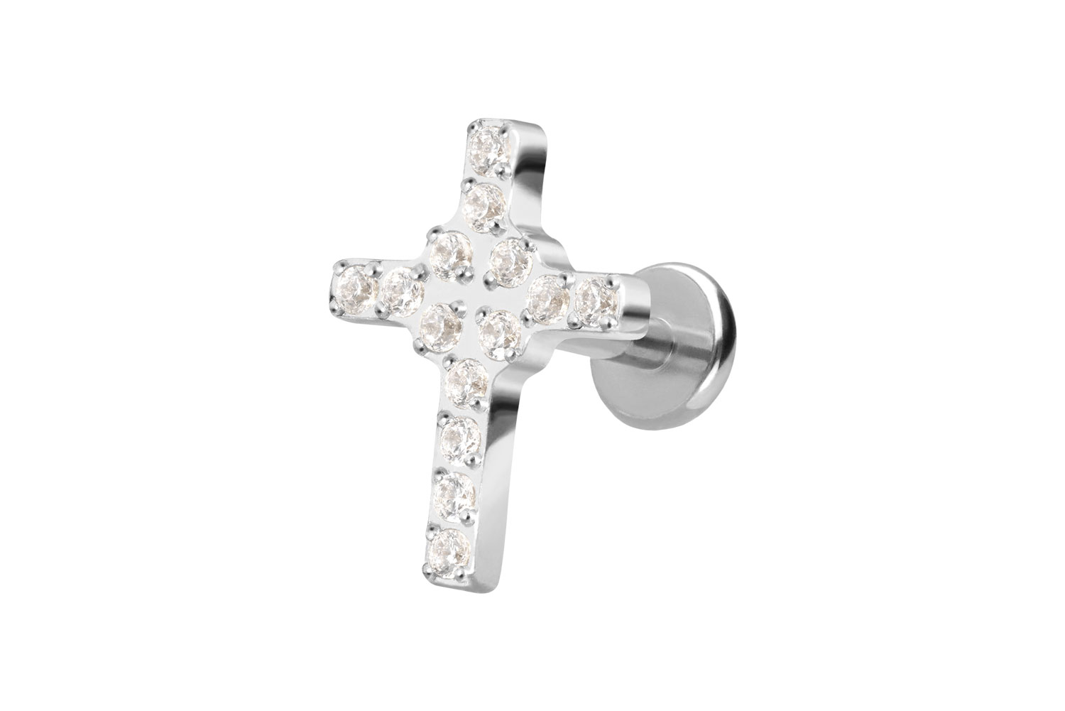 Titanium labret with push fit CRYSTAL CROSS