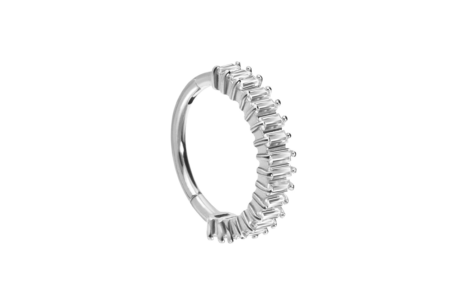 Chirurgenstahl Segmentring Clicker EINGEFASSTE KRISTALLRECHTECKE