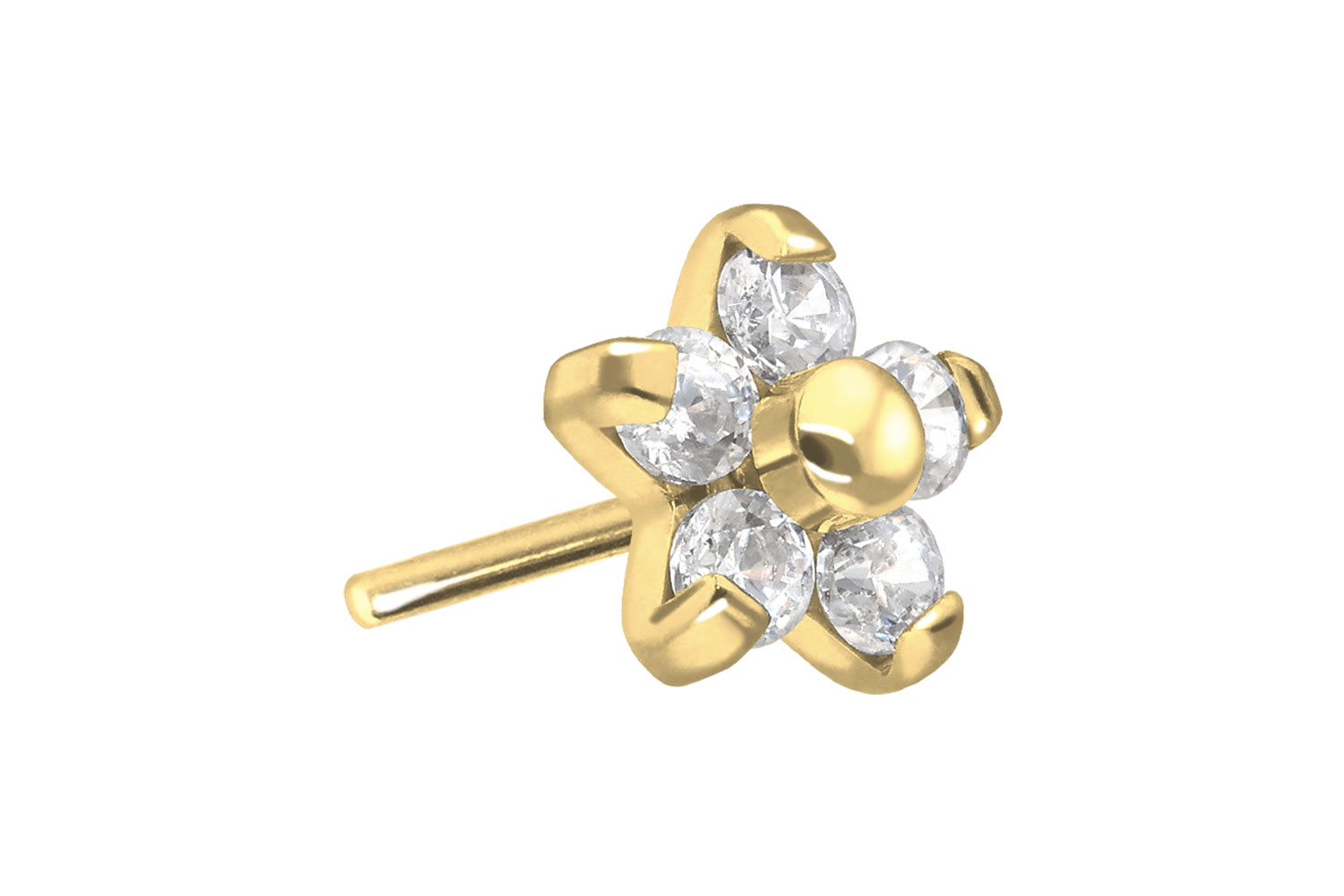 Titanium attachment with push pin Flower with 5 Crystals