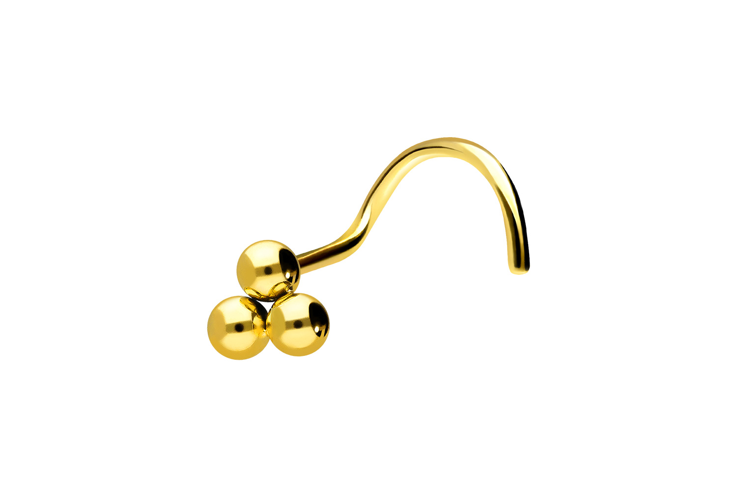 Titanium nose stud spiral 3 BALLS