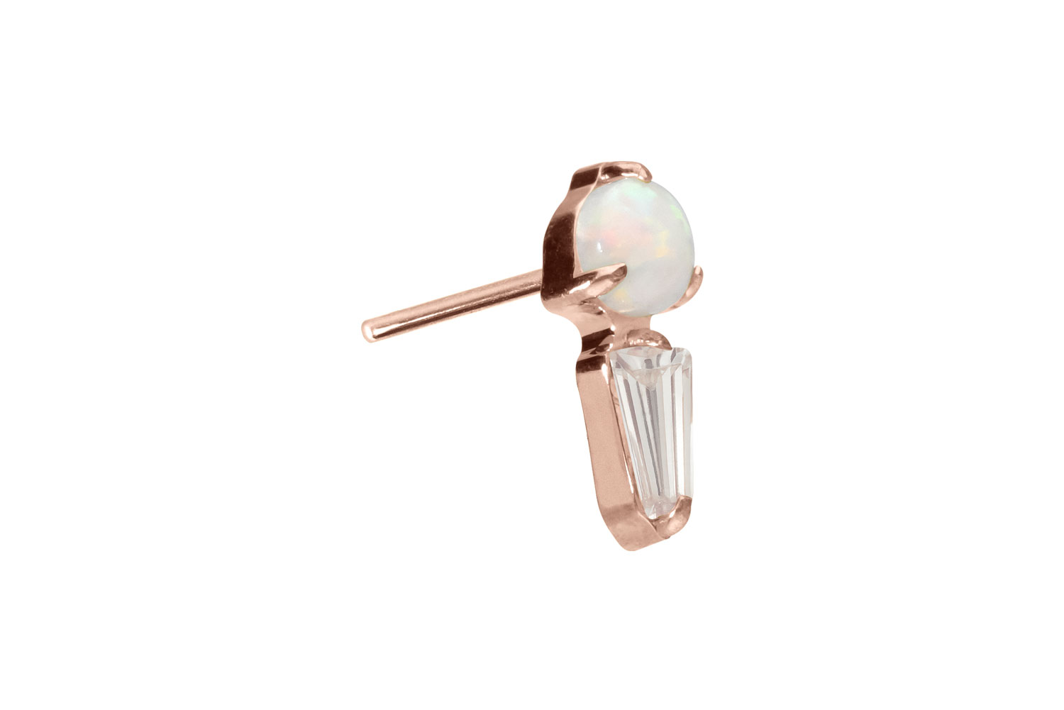 Titanium attachment with push pin SYNTHETIC OPAL + CRYSTAL RECTANGLE