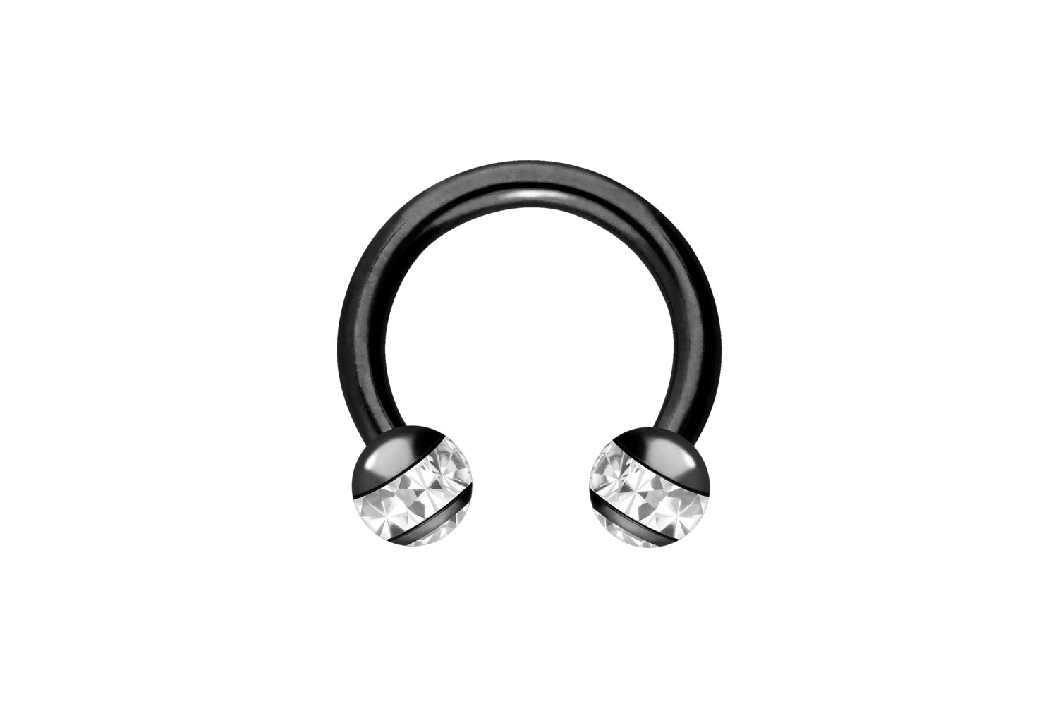 Chirurgenstahl Hufeisenring EPOXY-RING-KUGELN + KRISTALLE