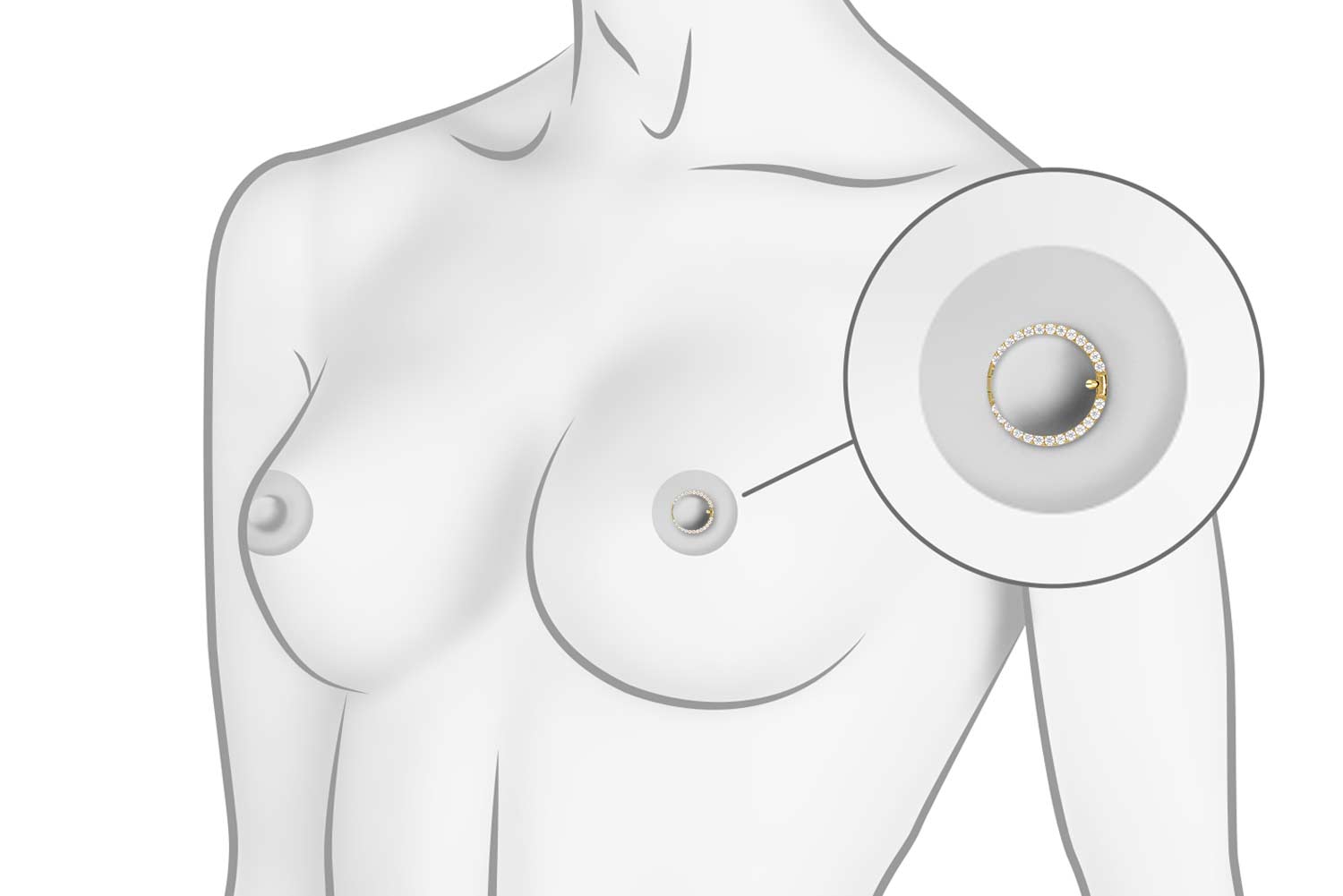 Titan Nippelpiericing Clicker RING + EINGEFASSTE KRISTALLE