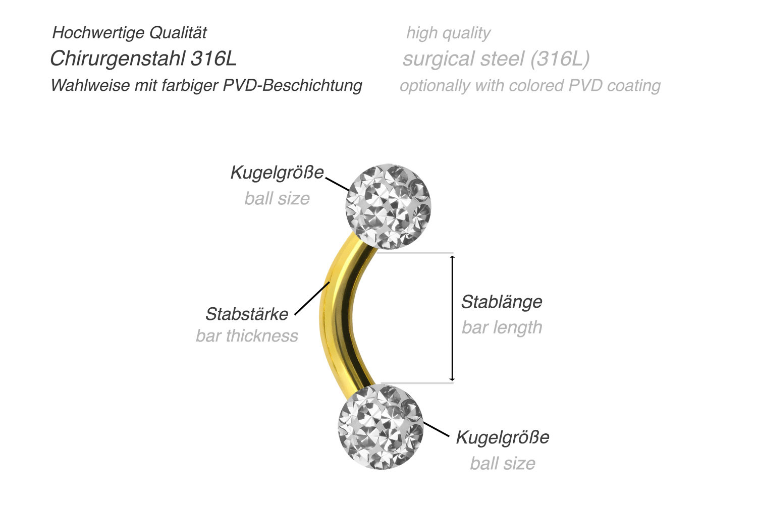 Chirurgenstahl Banane EPOXY-KUGELN