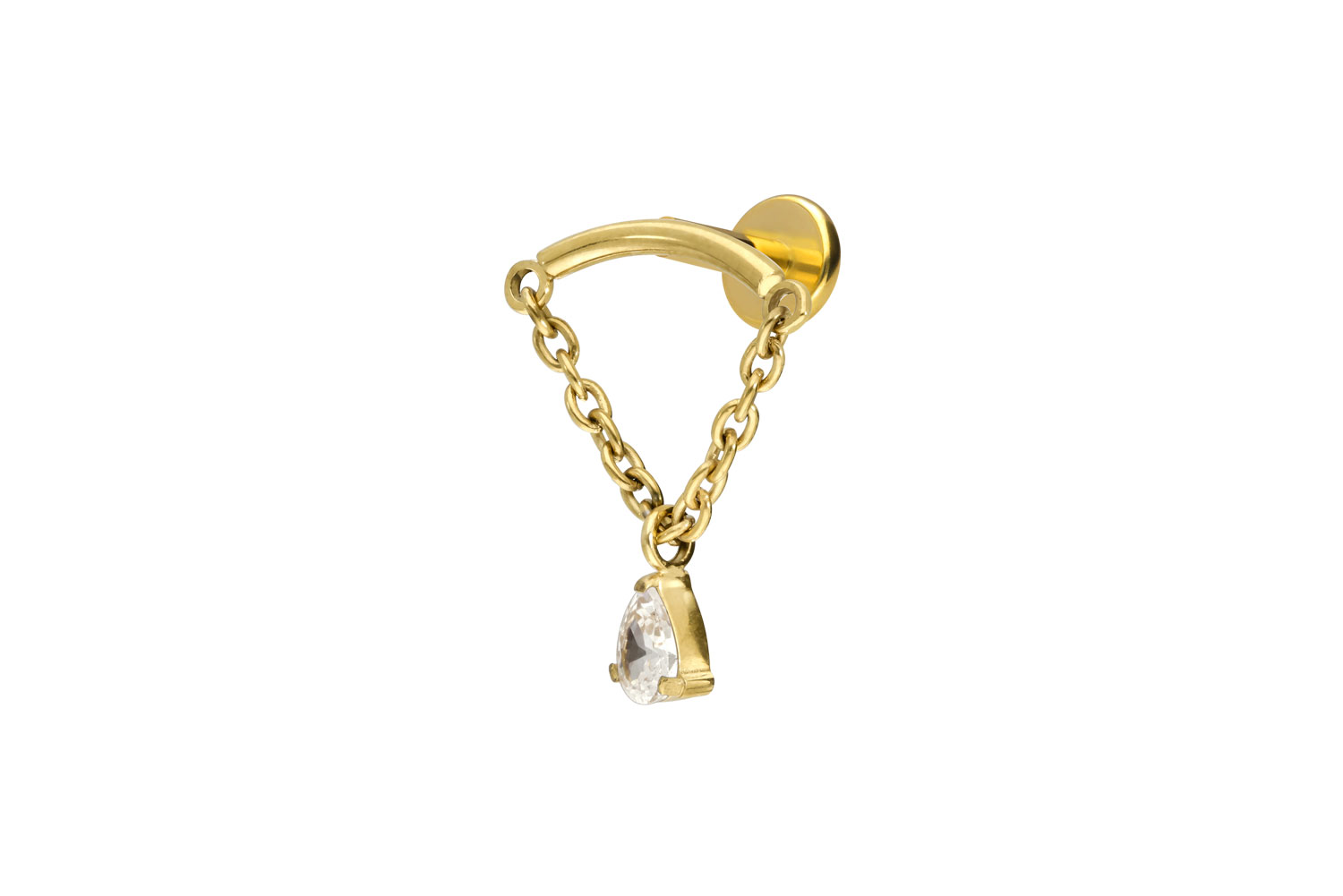 Titanium labret with internal thread ARCH + CHAIN + CRYSTAL DROP