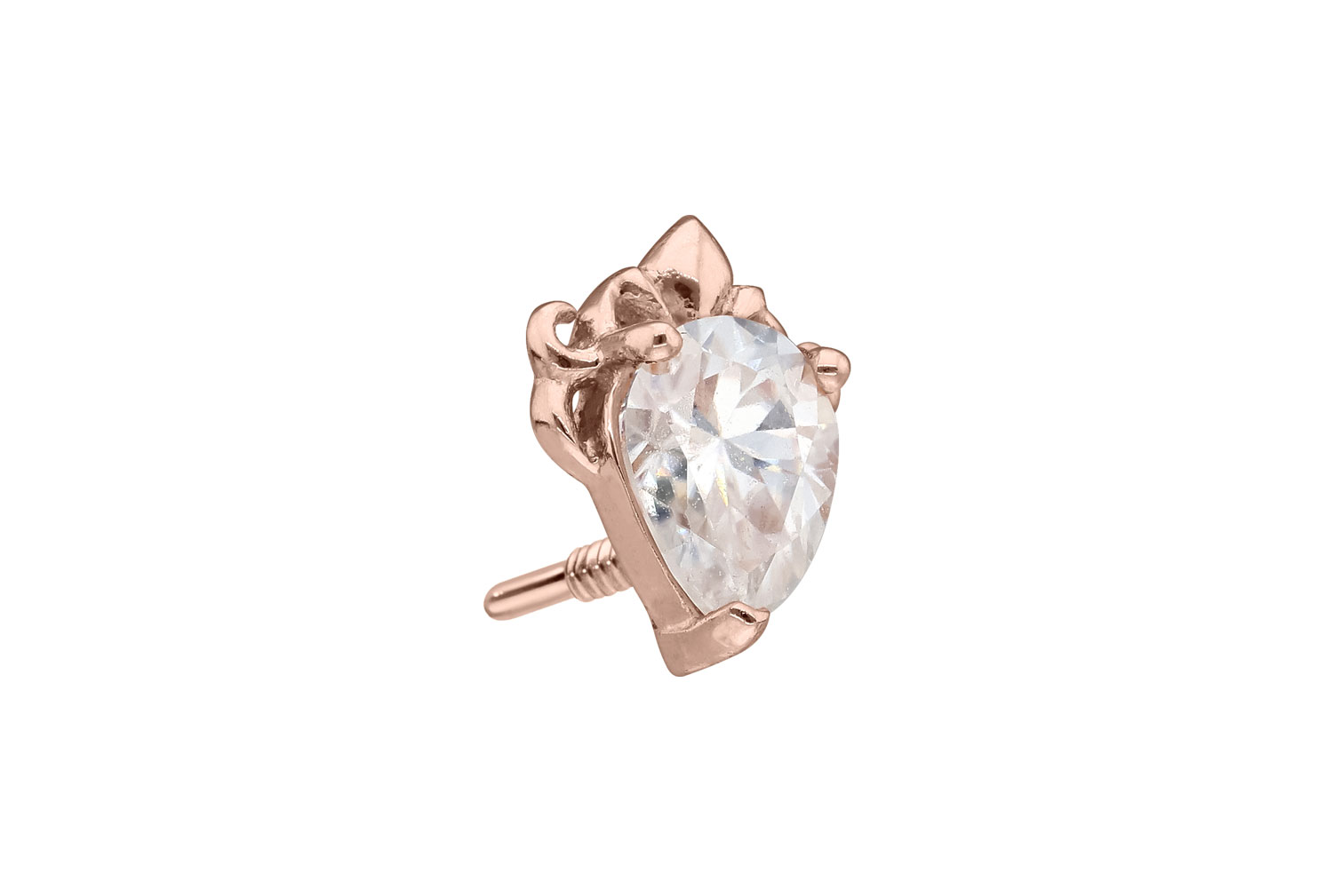 14 carat gold screw-in attachment with external thread MOISSANITE-DROP