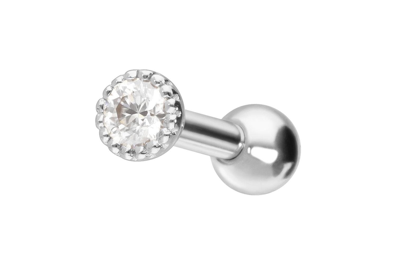 14/18 carat gold ear piercing MOISSANITE