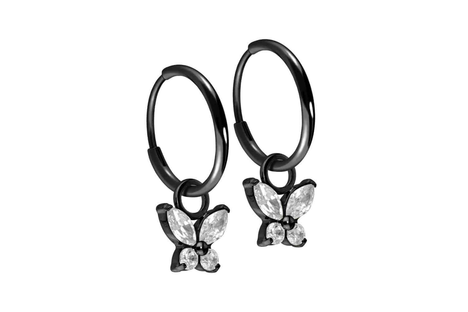 Titanium ear clicker creoles CRYSTAL BUTTERFLY Titanium ear clicker creoles CRYSTAL BUTTERFLY
