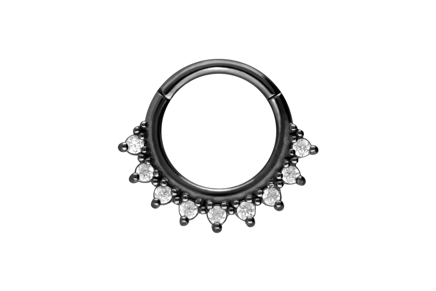Surgical steel segment ring clicker 9 SETTED CRYSTALS