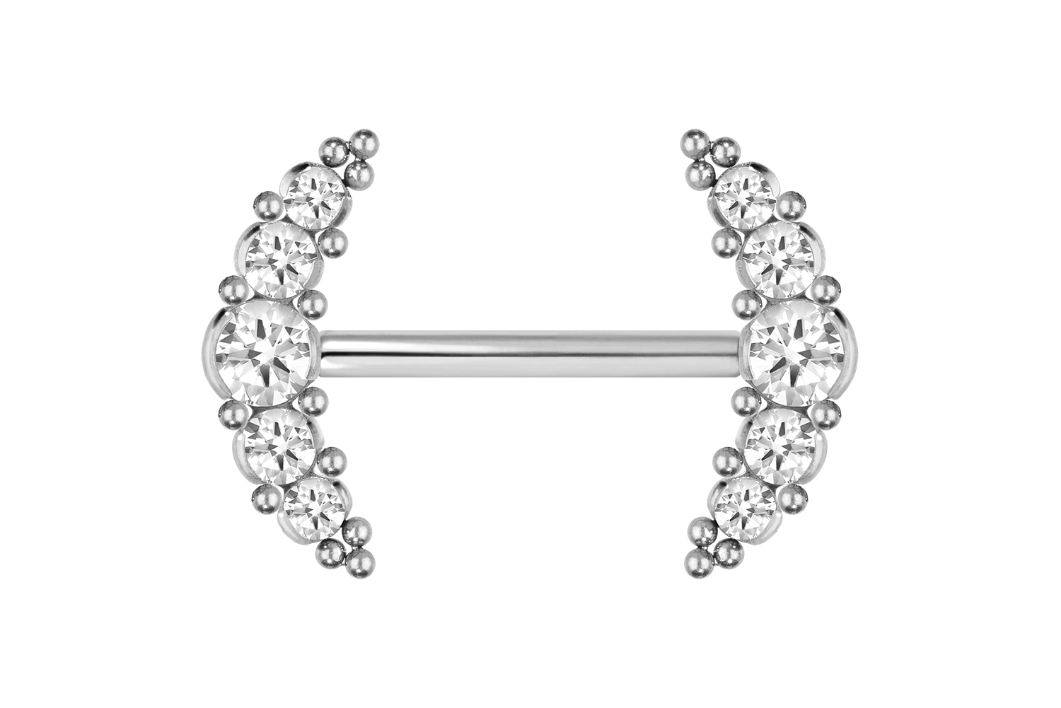 Titanium barbell with push fit 5 CRYSTALS + BALLS Titanium barbell with push fit 5 CRYSTALS + BALLS