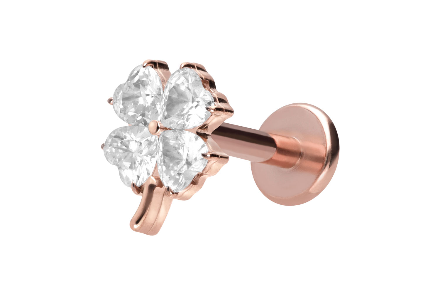 Titan Labret mit Innengewinde KRISTALLKLEEBLATT