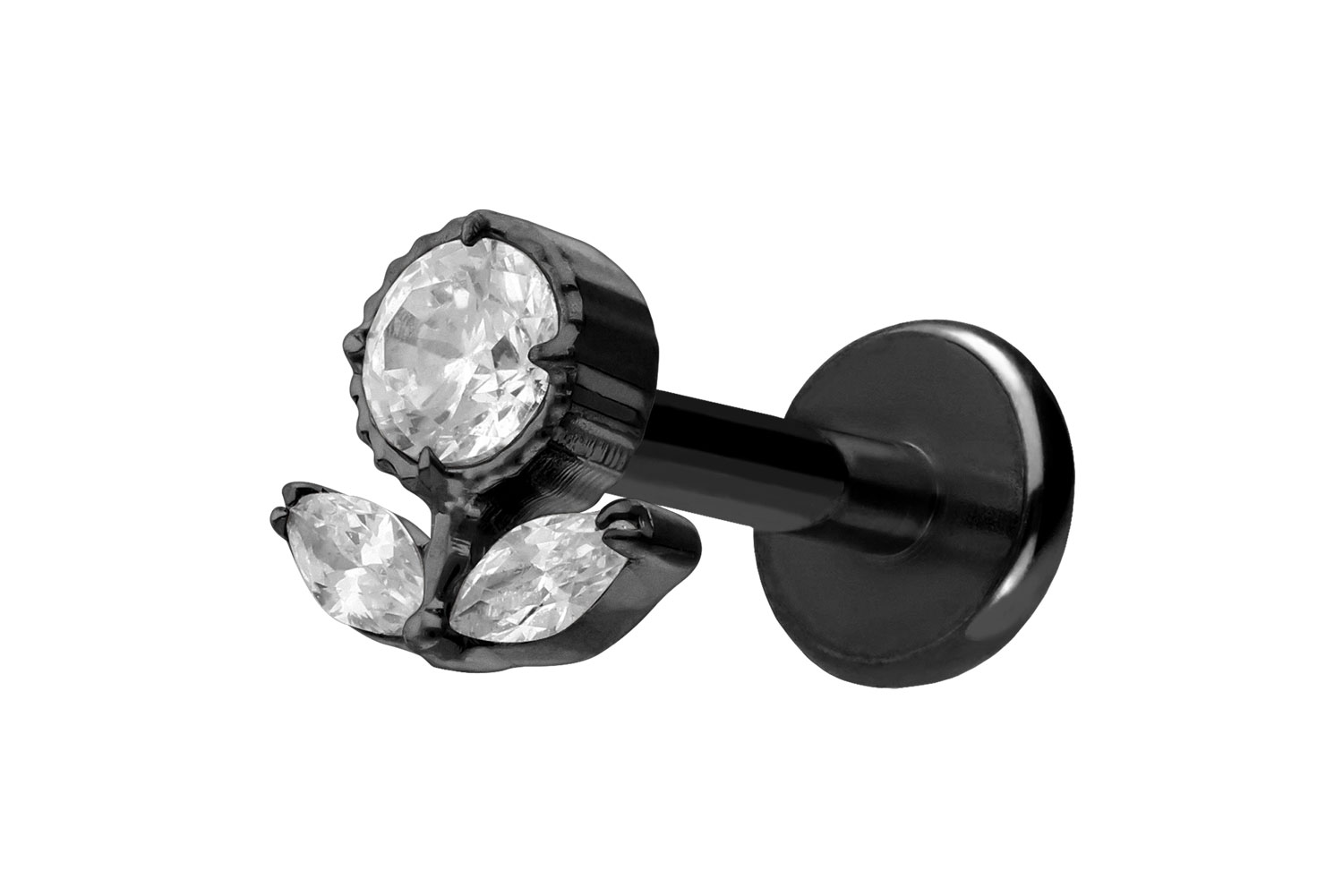 Titanium labret with push fit CRYSTAL FLOWER