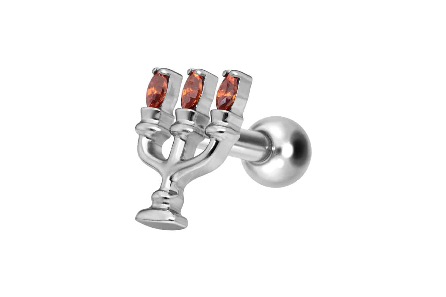 Titanium ear piercing with internal thread CANDLEHOLDER