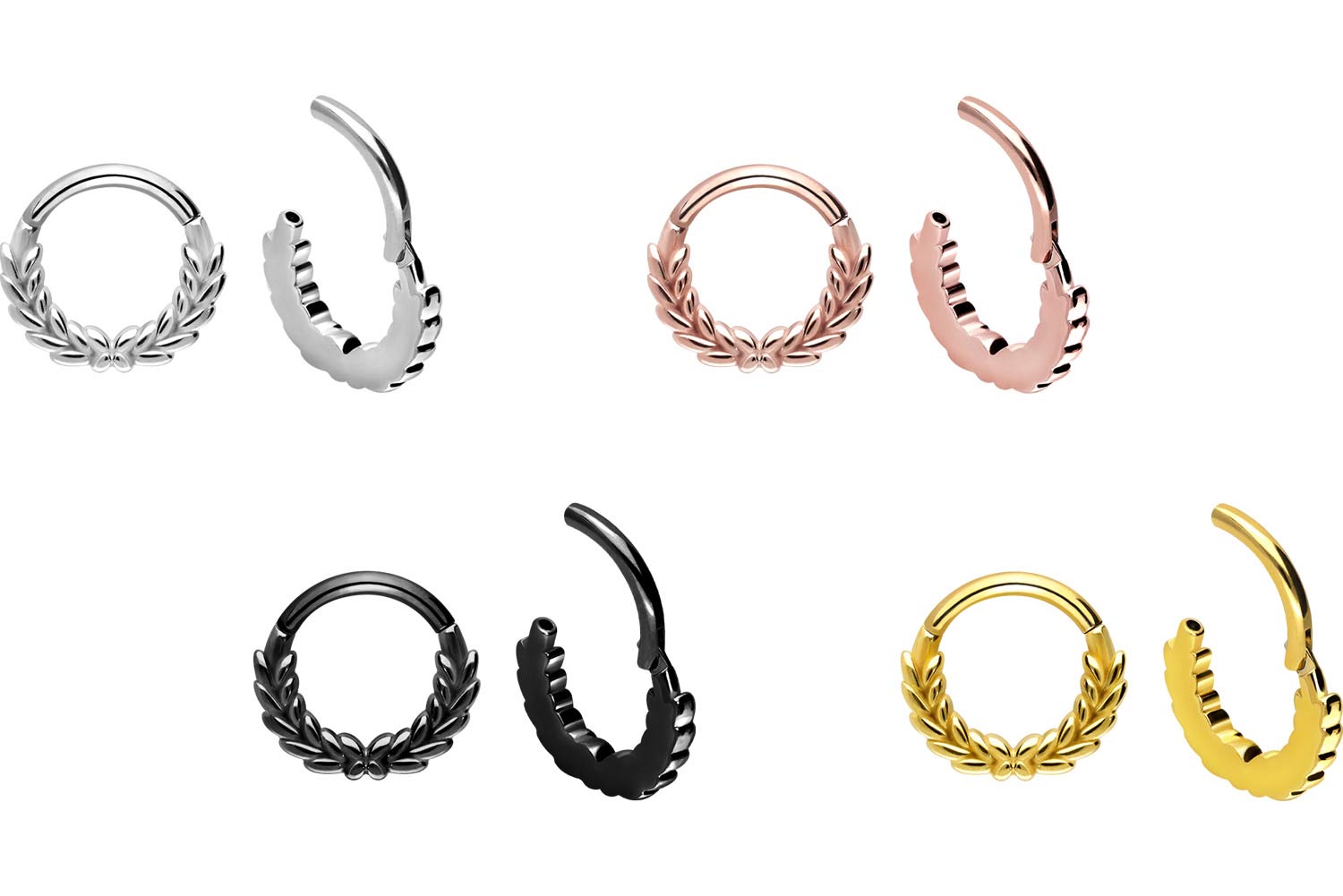 Surgical steel segment ring clicker LAUREL WREATH