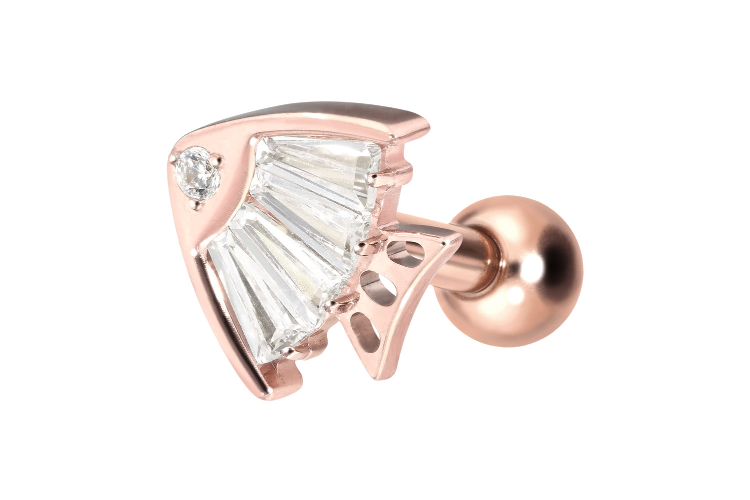 Titanium ear piercing with internal thread CRYSTAL FISH