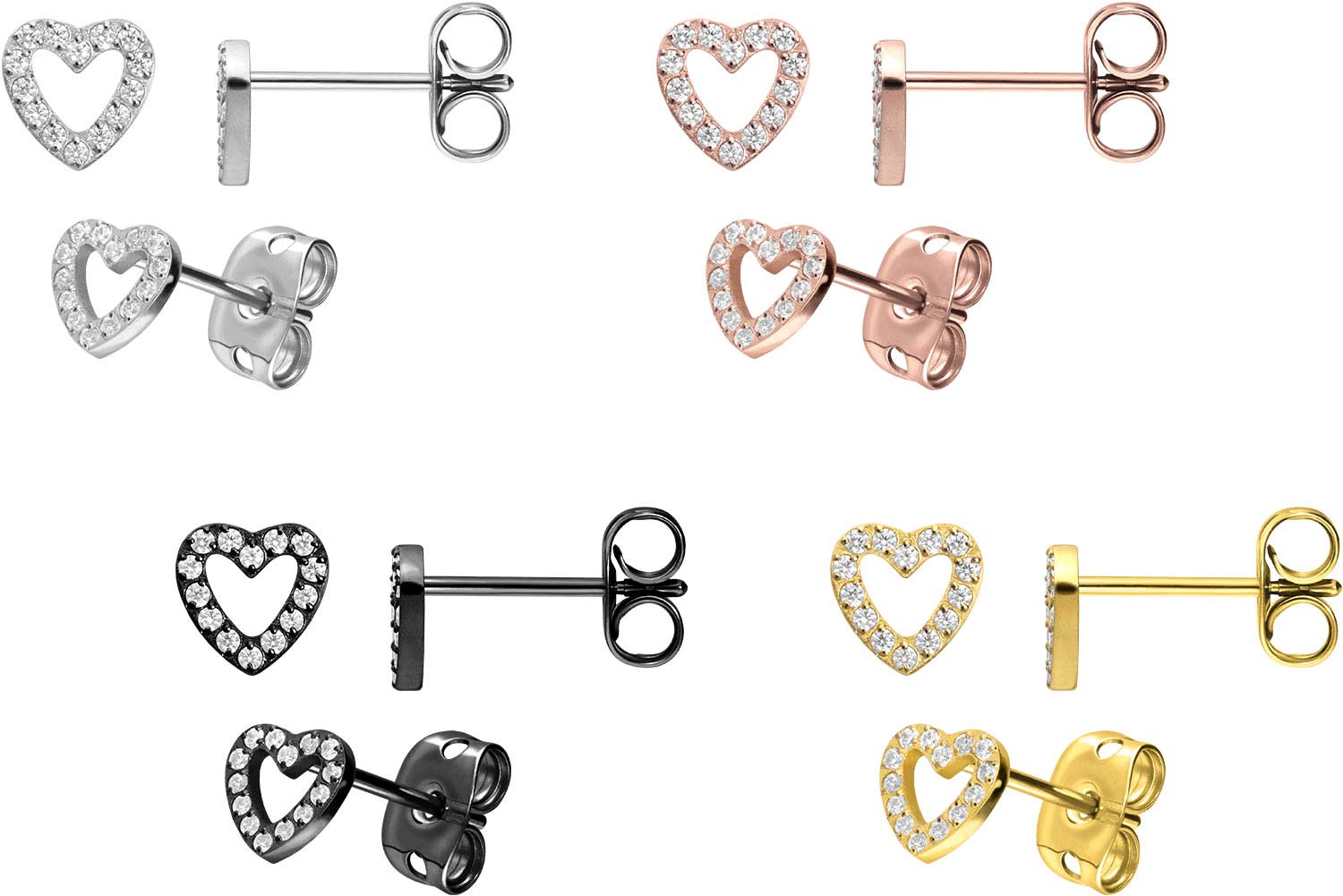 Titanium ear studs CRYSTAL HEART