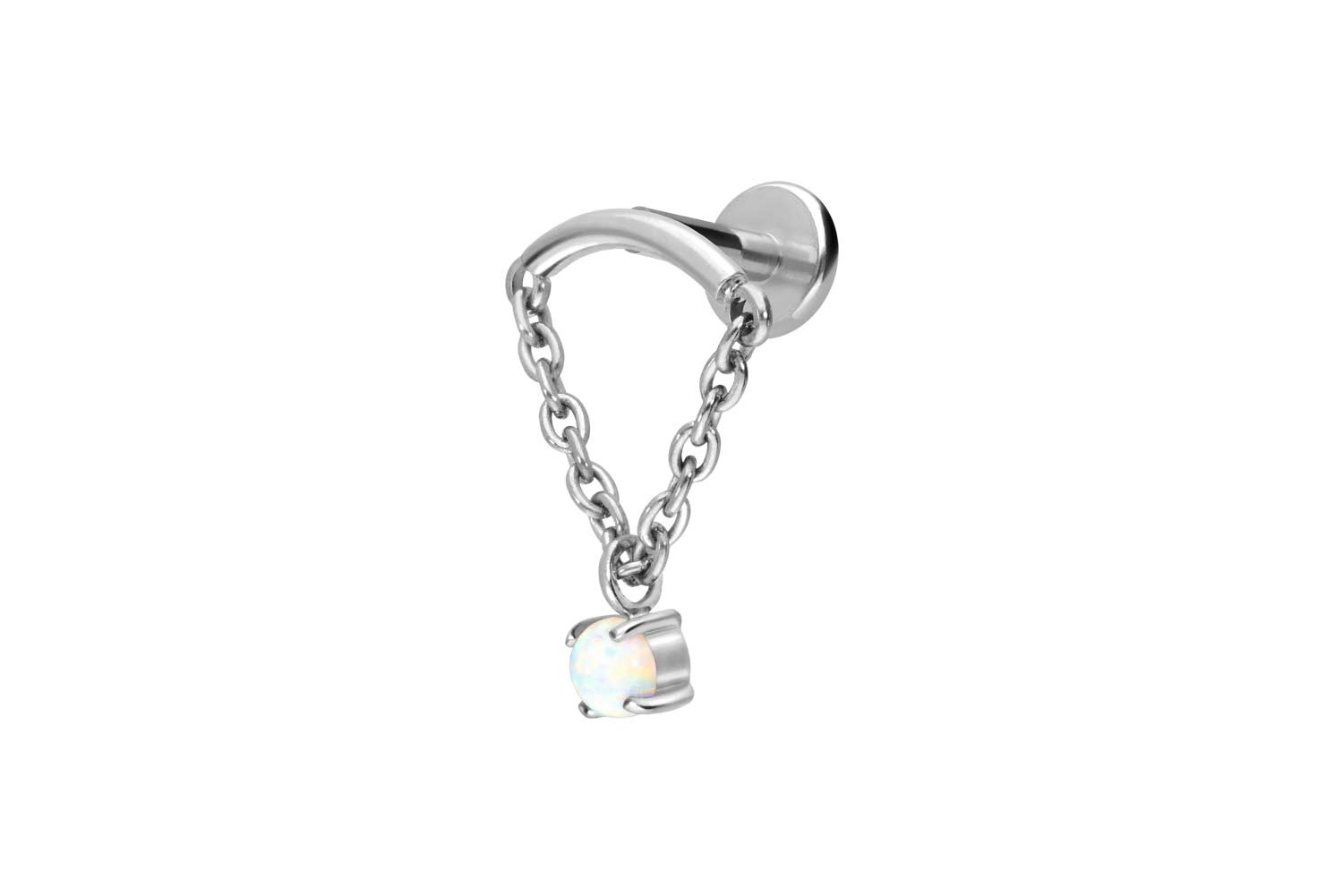 Titanium labret with internal thread ARCH + CHAIN + SYNTHETIC OPAL