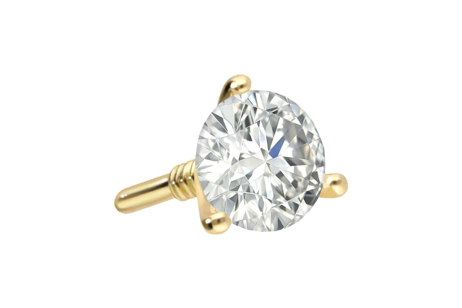 18 carat gold screw-in attachment with external thread DIAMOND