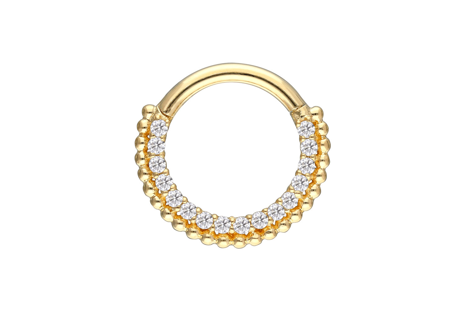 18 Karat Gold Segmentring Clicker EINGEFASSTE MOISSANITE + KUGELN