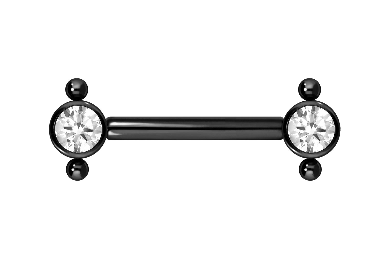 Titanium barbell with push fit CRYSTAL + 2 BALLS