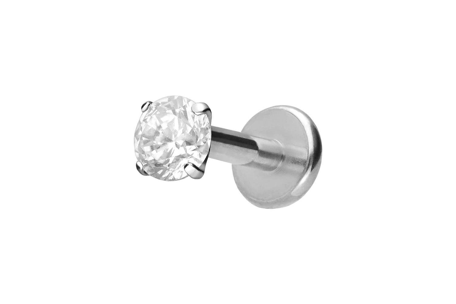 Titan Labret mit Innengewinde EINGEFASSTER KRISTALL