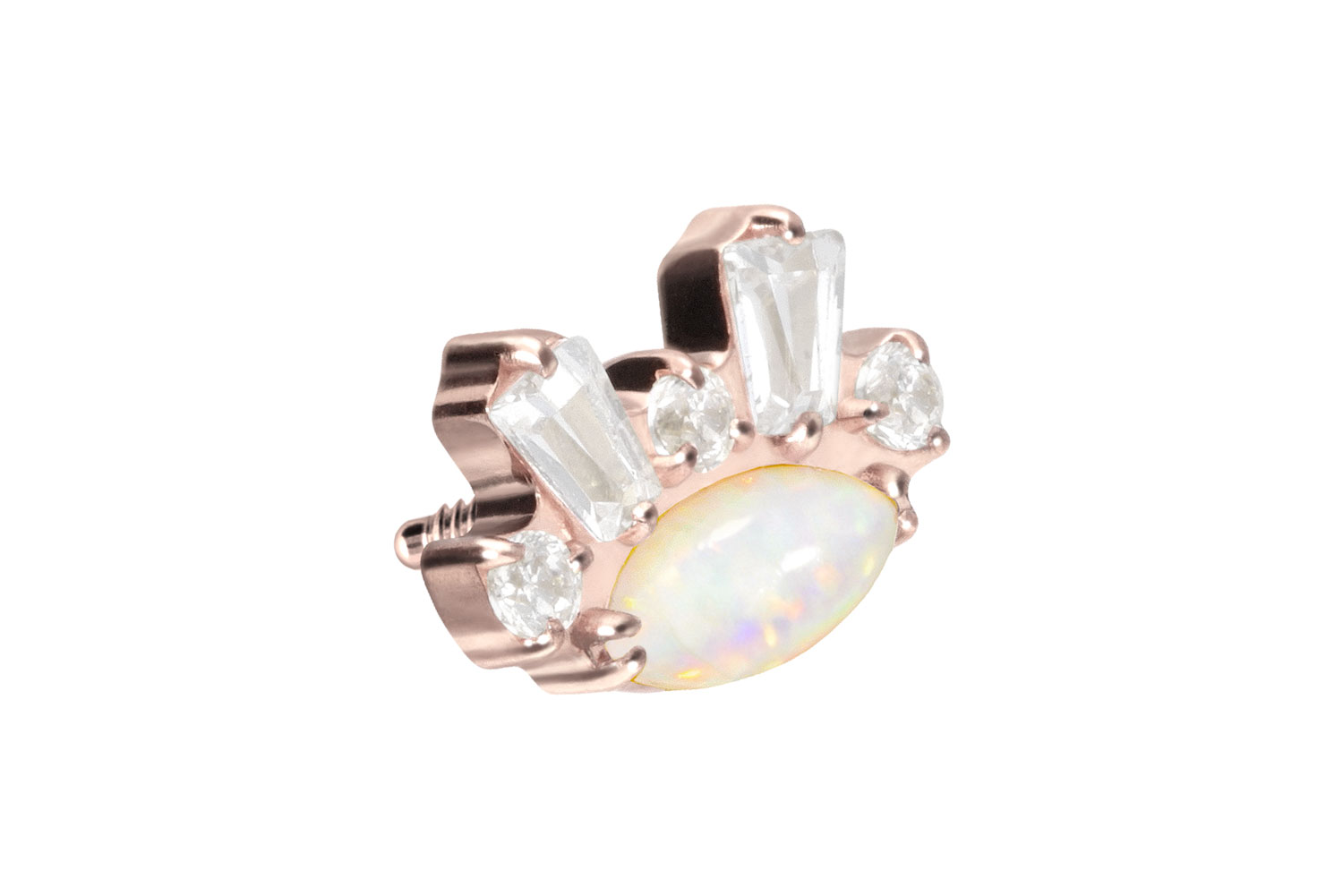 Titanium screw-in attachment with external thread SYNTHETIC OPAL + CRYSTALS