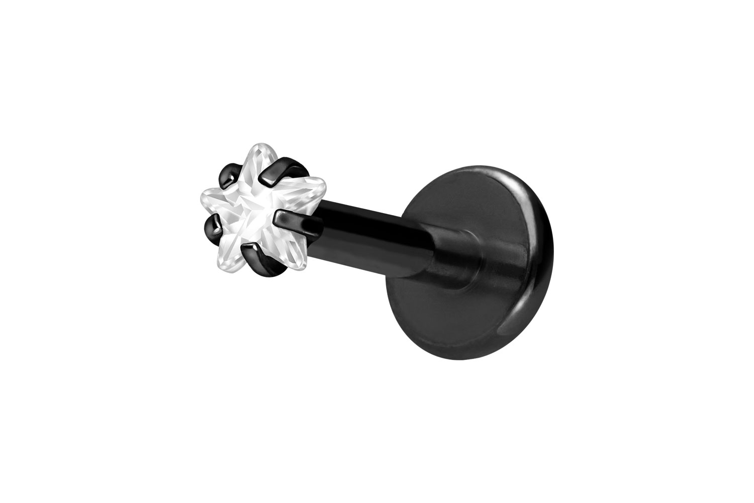 Titan Labret mit Innengewinde EINGEFASSTER KRISTALLSTERN