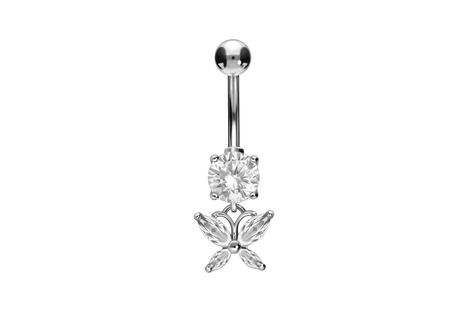 Titan Bananabell mit 925er Silber-Design KRISTALLSCHMETTERLING