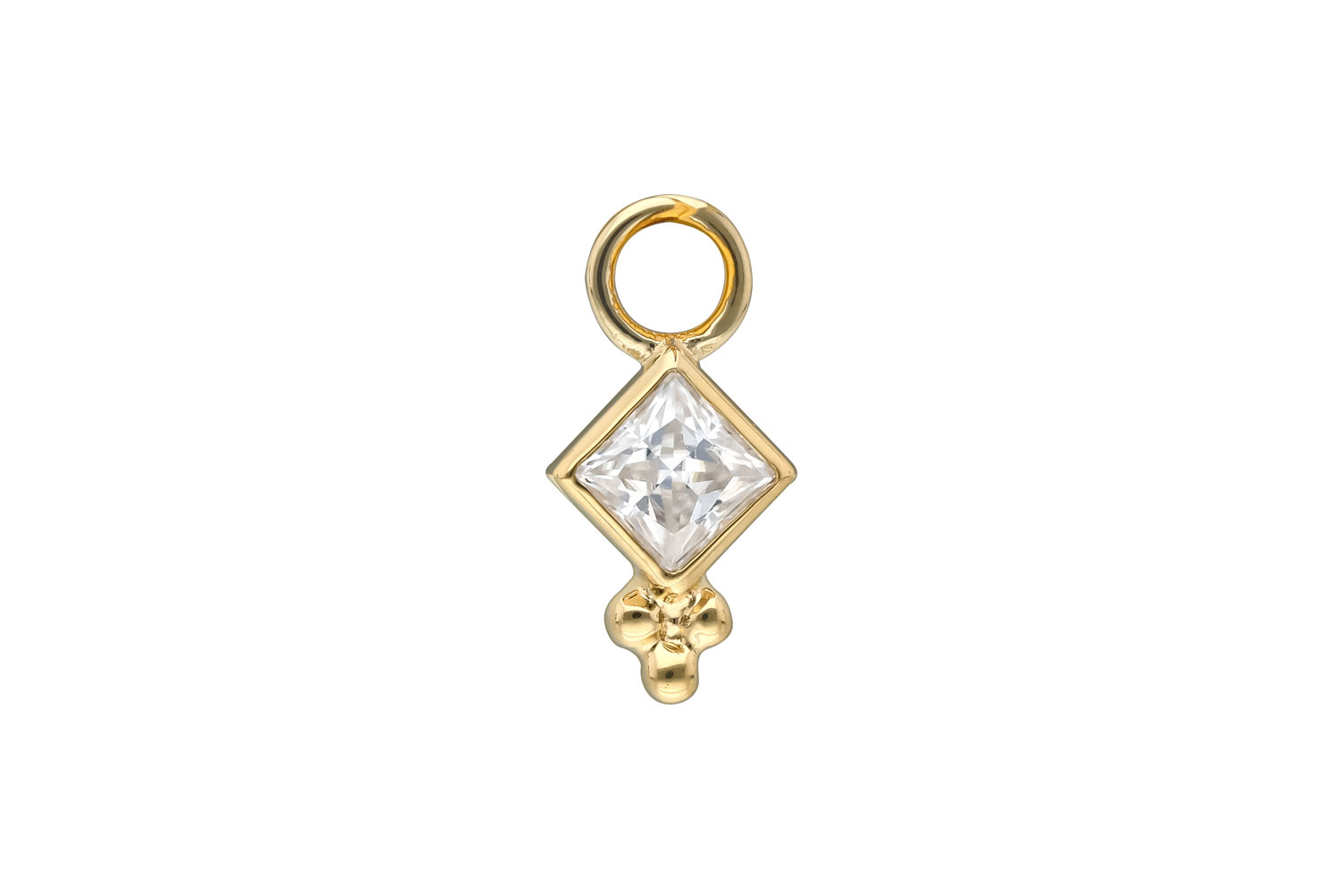 14 carat gold pendant for clickers MOISSANITE SQUARE + BALLS