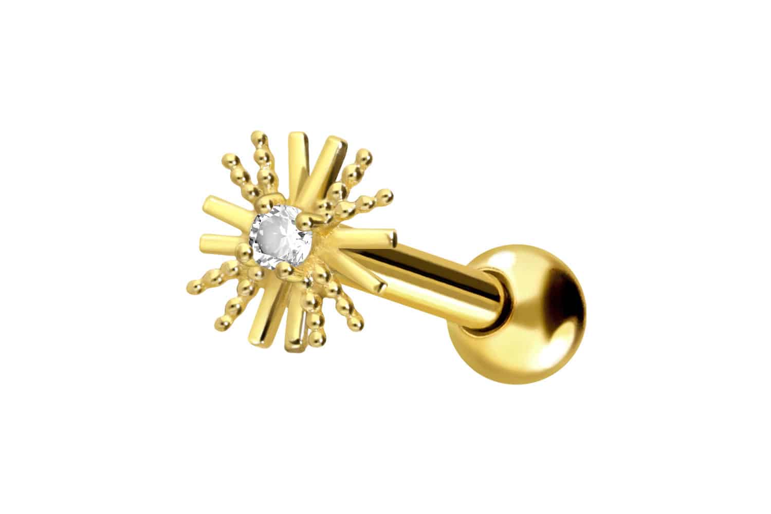 18 Karat Gold Ohrpiercing BLUME + KRISTALL