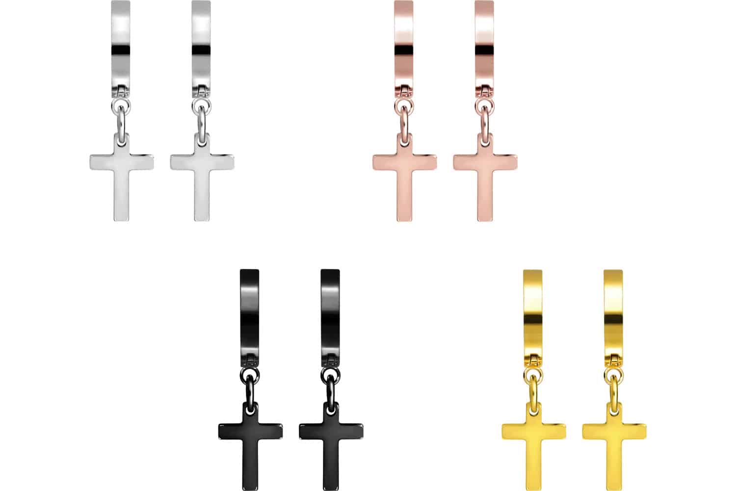 Titanium ear clicker creoles MOVABLE CROSS