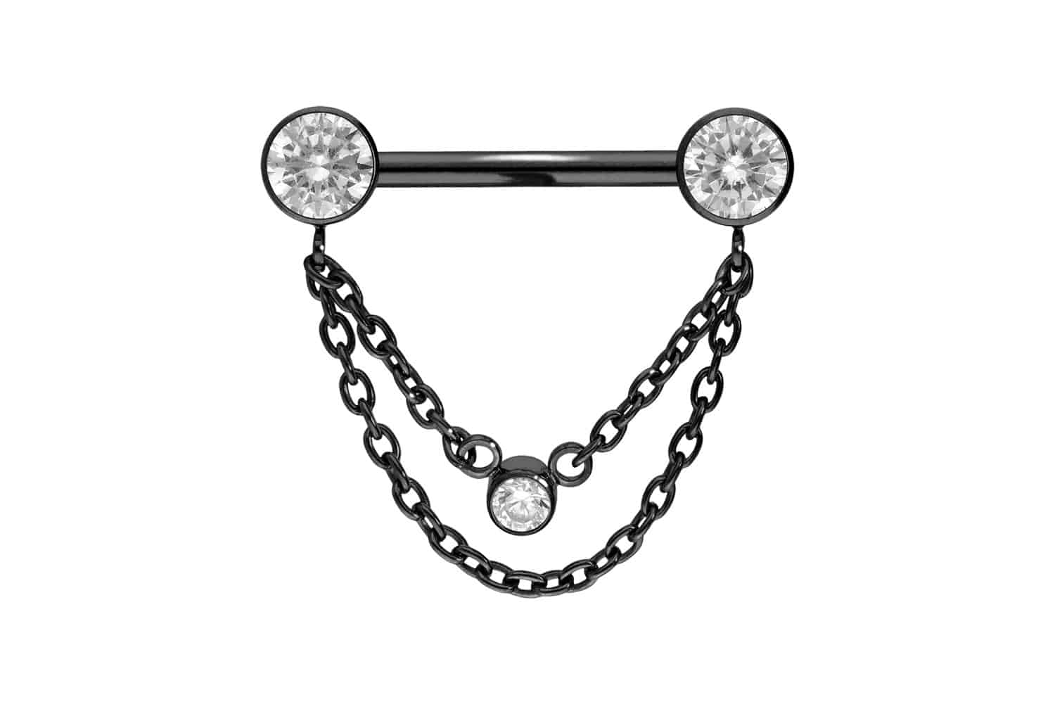 Titanium barbell with push fit 2 CHAINS + CRYSTAL DISCS