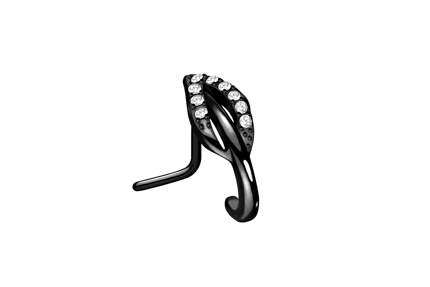 Surgical steel nose stud CRYSTAL LEAF