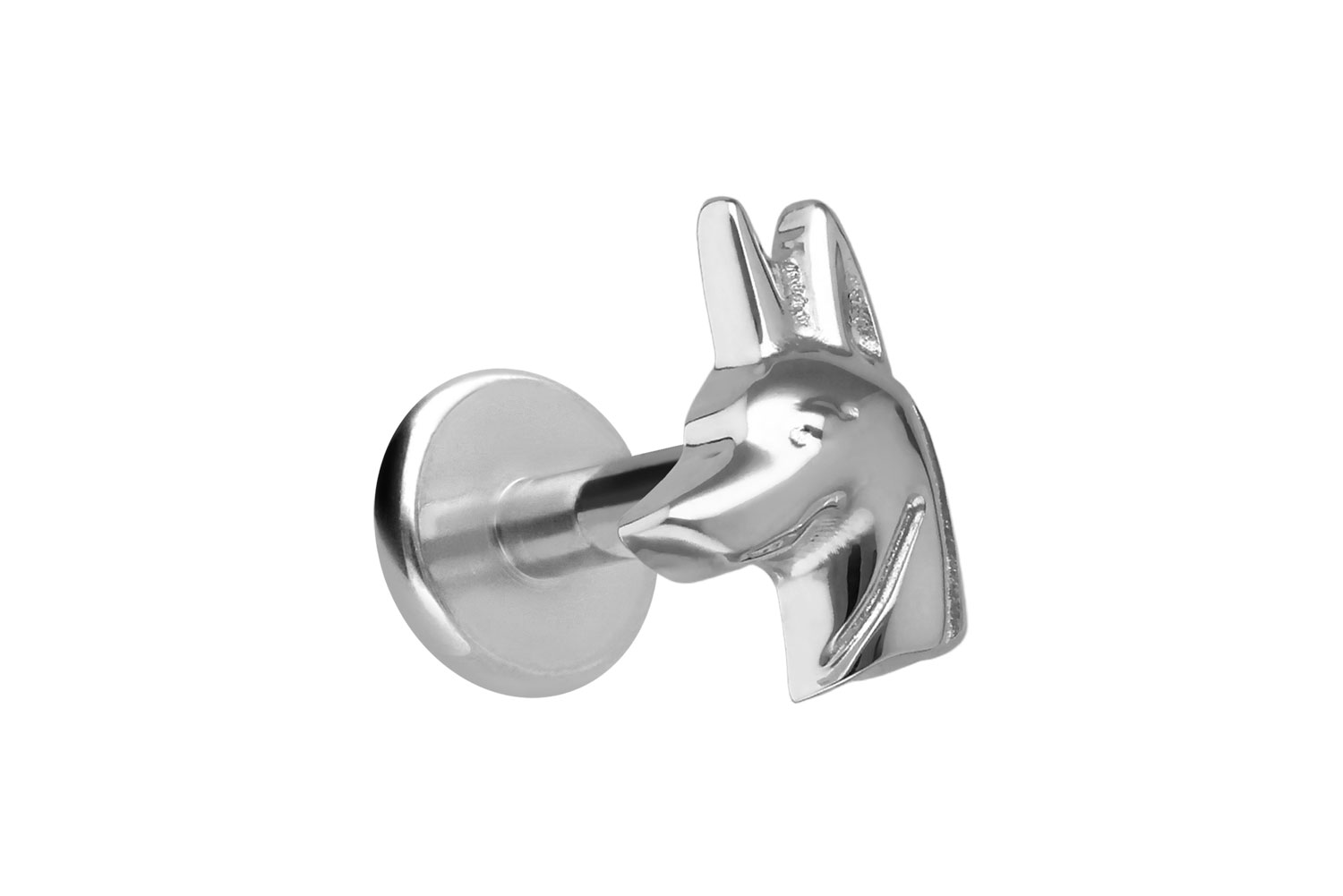 Titanium labret with internal thread ANUBIS HEAD