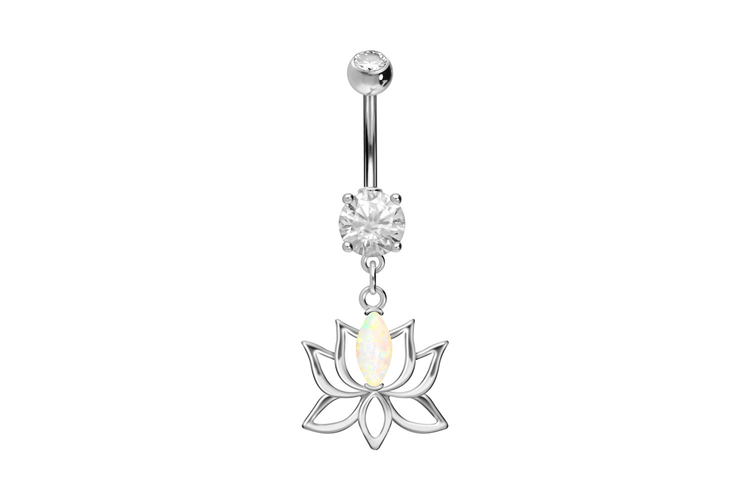 Surgical steel bananabell LOTUS BLOSSOM + SYNTHETIC OPAL