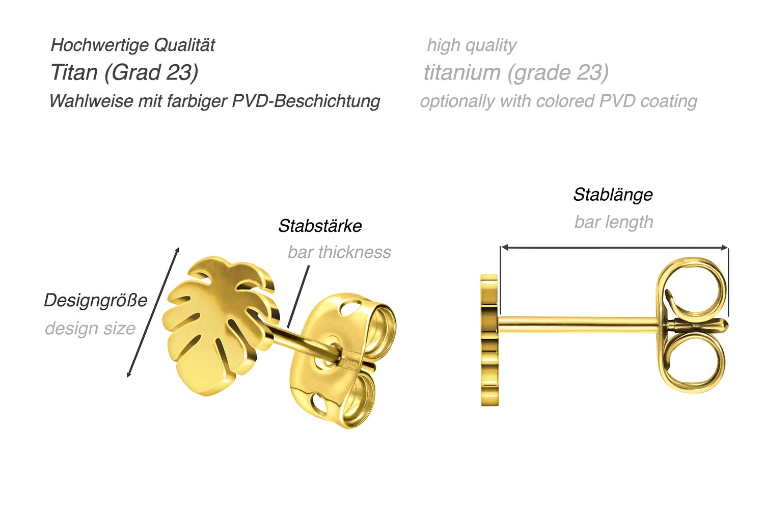 Titan Ohrstecker PALMENBLATT