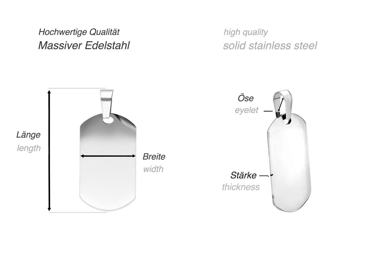 Stainless steel dog tag highly polished / matt