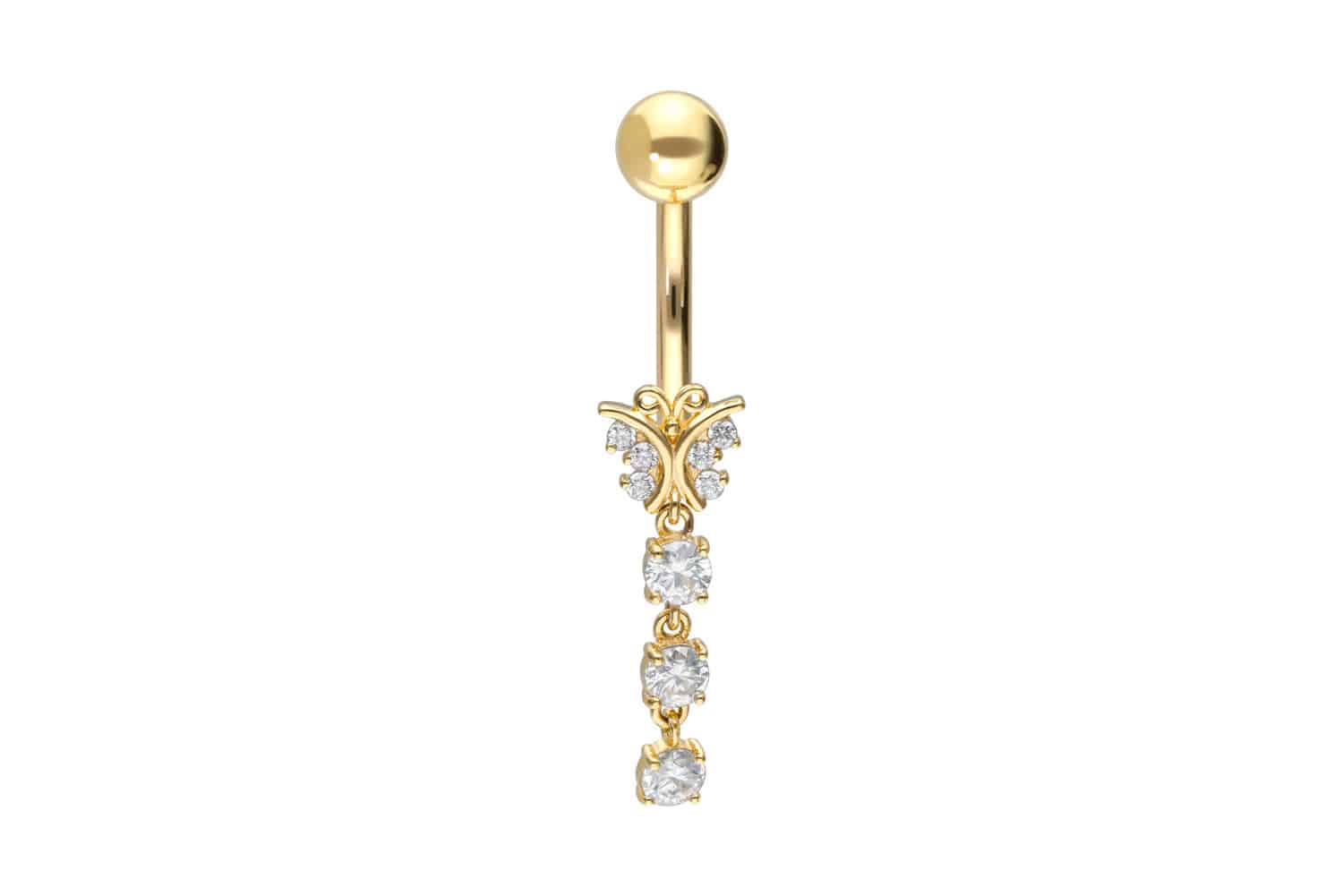 14/18 carat gold bananabell MOISSANITE BUTTERFLY + 3 MOISSANITES