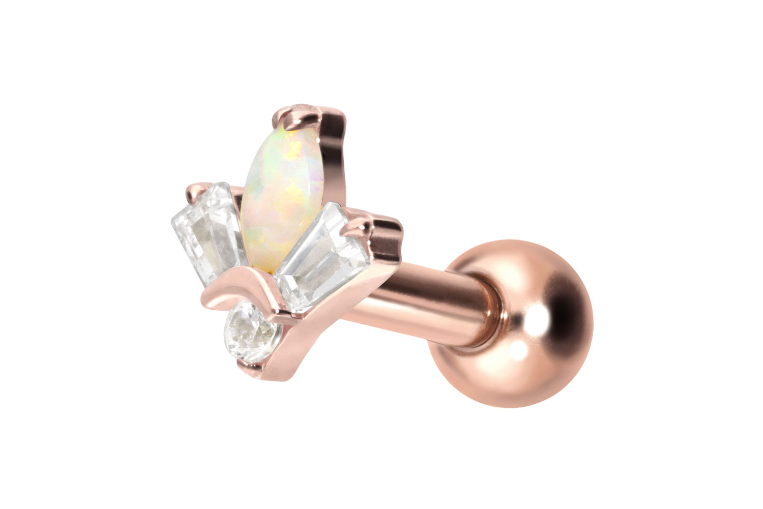 Titanium ear piercing with internal thread LOTUS BLOSSOM