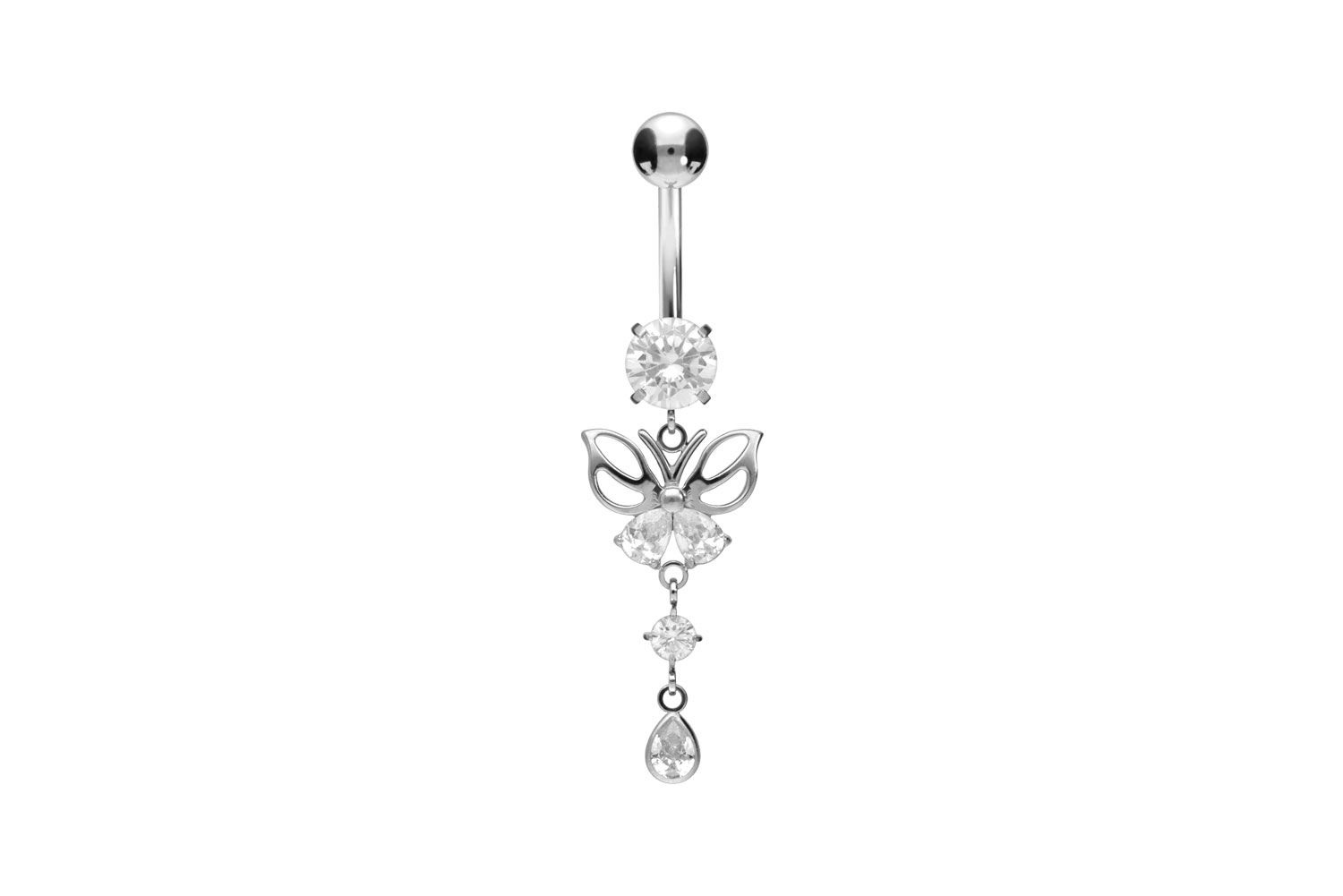 Titan Bananabell mit Innengewinde SCHMETTERLING + KRISTALLE