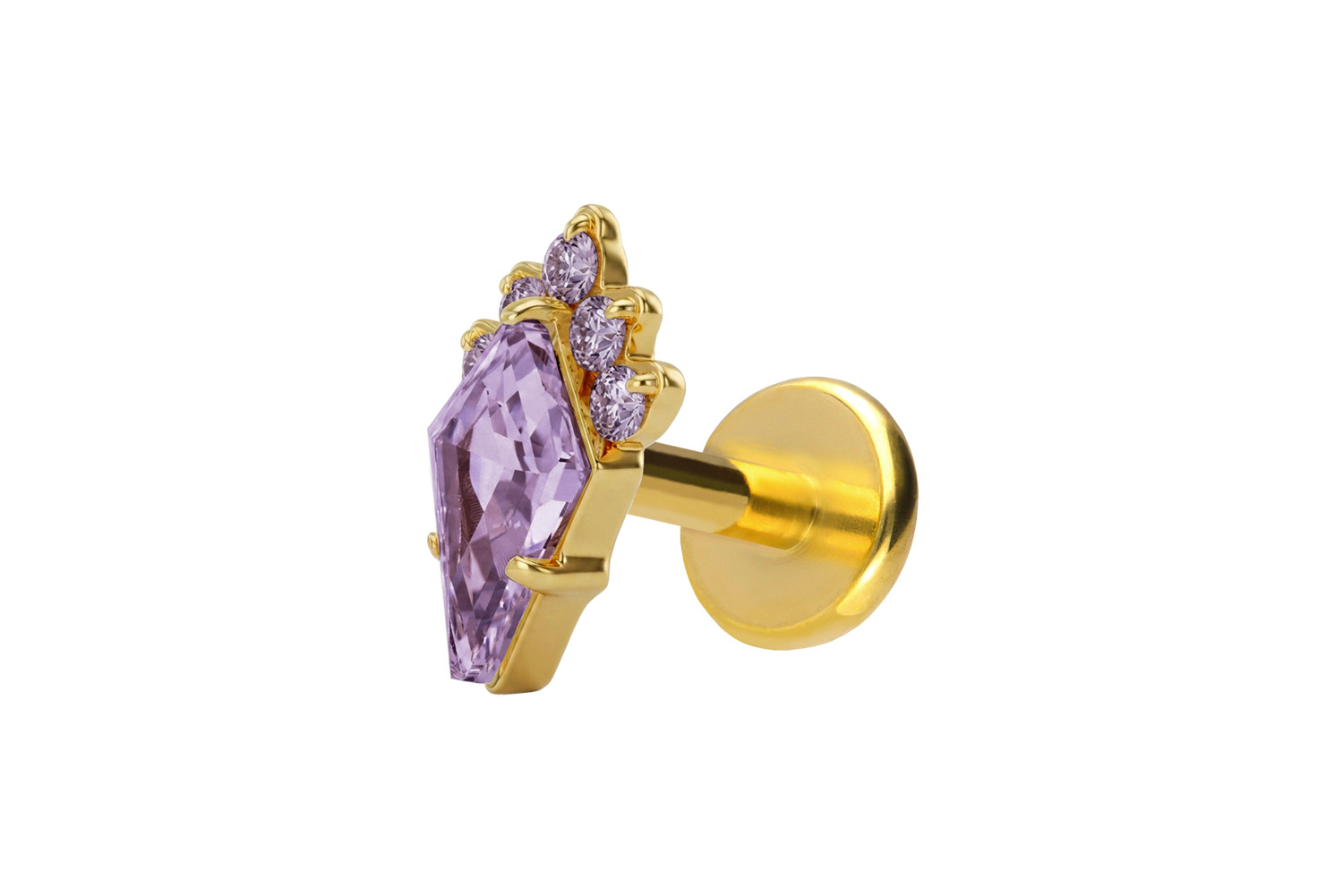 Titanium labret with push fit CRYSTAL SHIELD