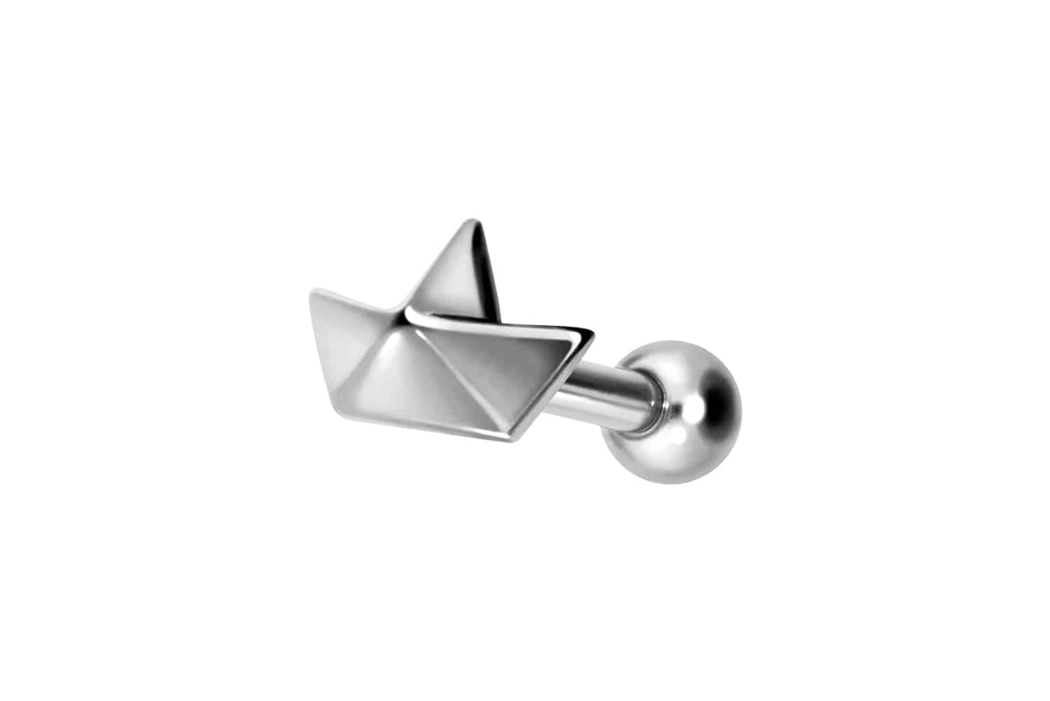 Titanium ear piercing with internal thread SAILBOAT