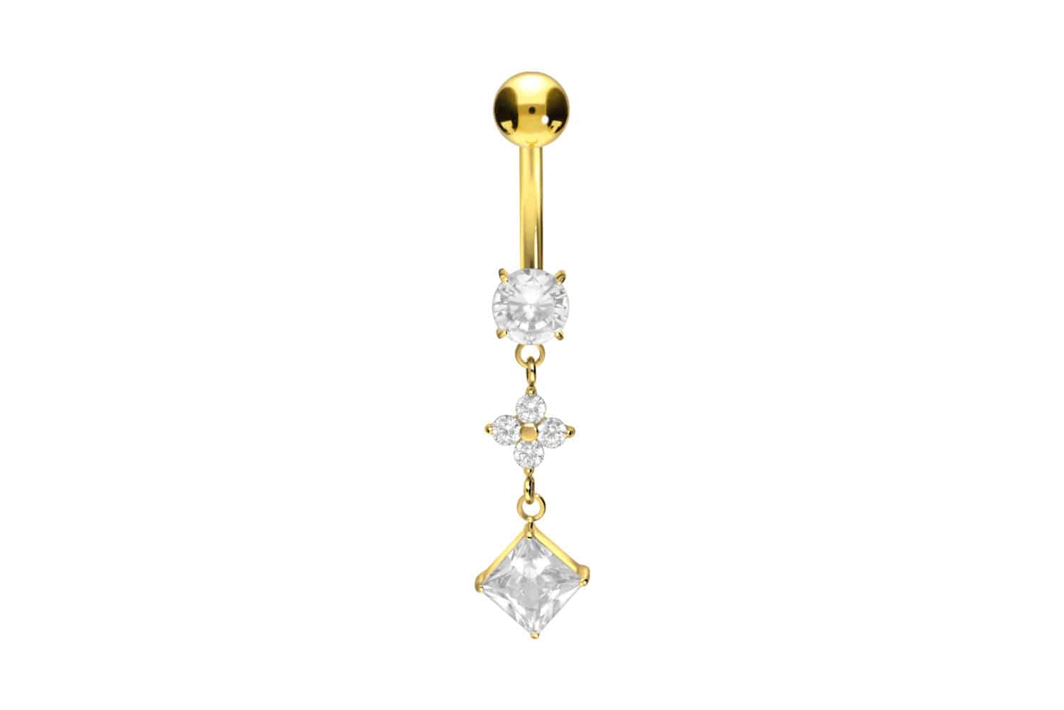 Titanium bananabell with internal thread CRYSTAL FLOWER + CRYSTAL SQUARE