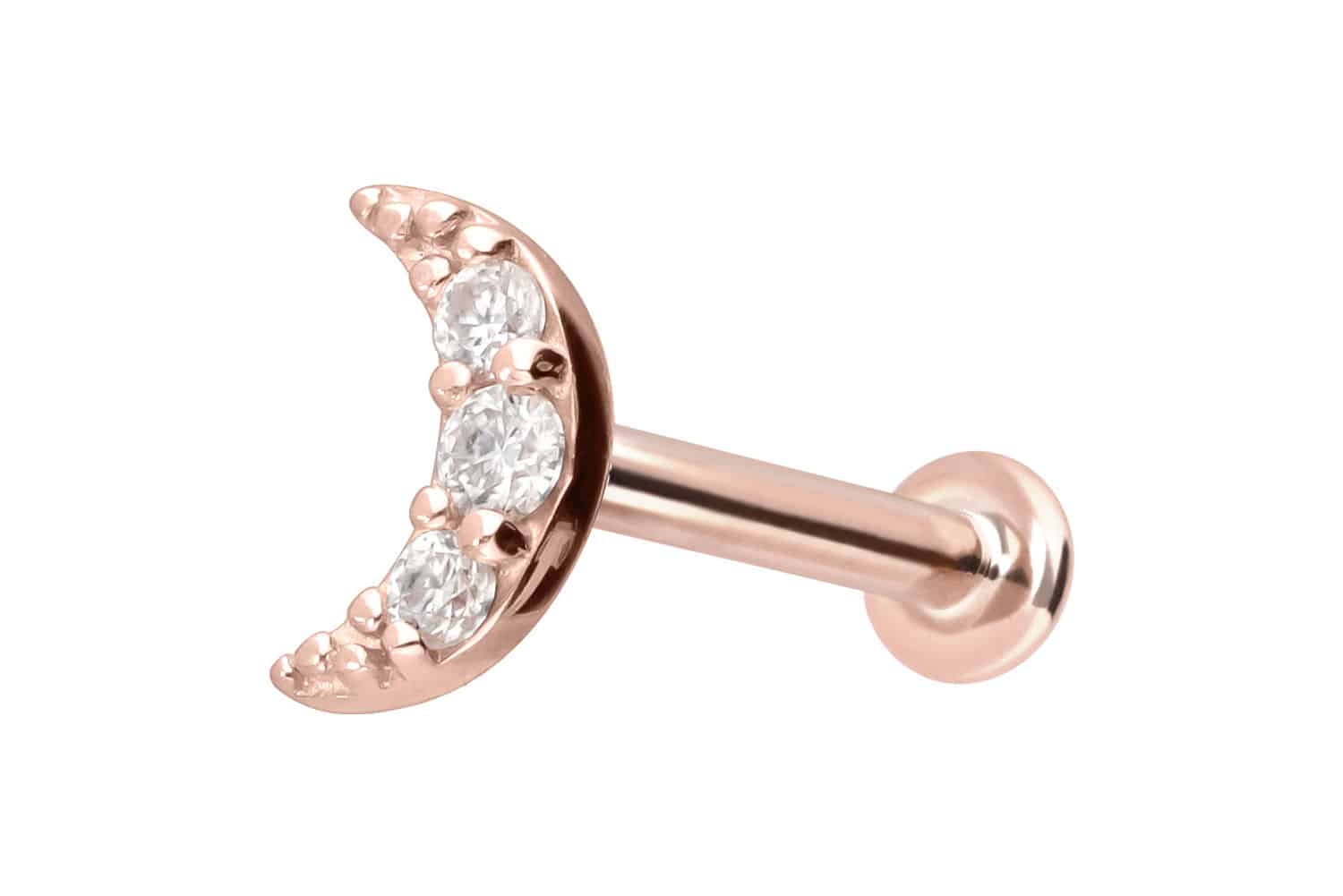 14 Karat Gold Labret mit Push Fit MOISSANIT-MOND